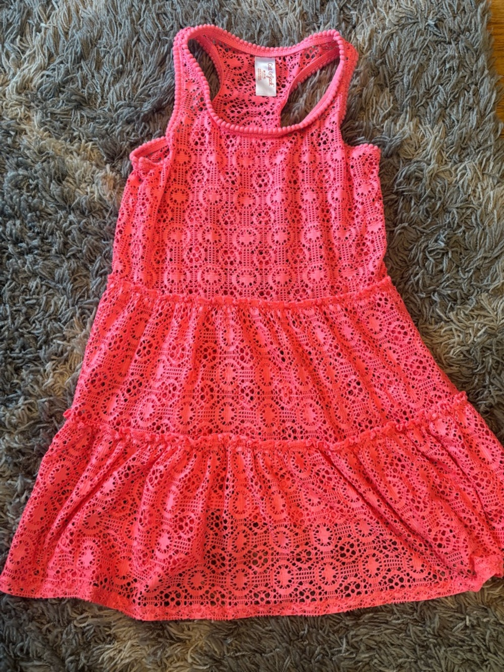 Cat & Jack Hot Pink Crochet Racerback Swim Cover-Up Dress